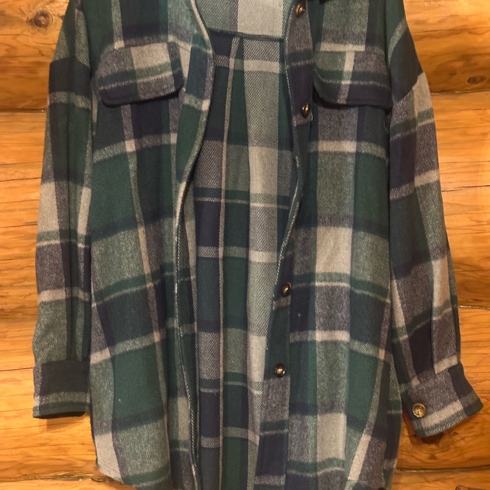 Plaid Button-Up Jacket